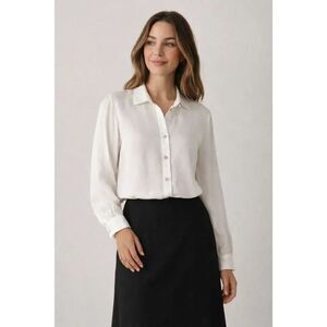 H&H Italy White Viscose Button Up Blouse Women’s Medium NWT
